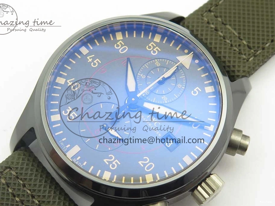 MIROTIME 0519 Classic PILOT IW389001 ZF 1:1 Best Edition Ceramic Case Green Dial on Green Nylon Strap A7750 (Function Same As Genuine) 7160